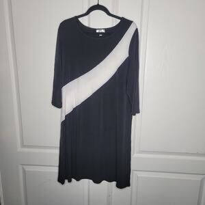 VIP Avenue Black White Dress Stretchy Size 14/16 NEW casual career long sleeve
